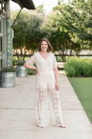 Jesi - Modern Ivory Lace Jumpsuit – The Little Bride Dress Company