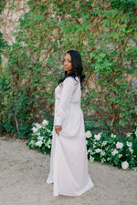 Falon -  Romantic Long Sleeve Satin Maxi Dress