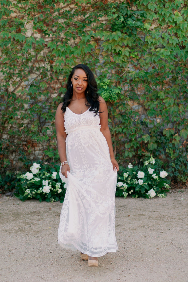 Payton - Lace Overlay Backless Maxi Dress The Little Bride Dress Company Payton - Lace Overlay Backless Maxi Dress The Little Bride Dress Company
