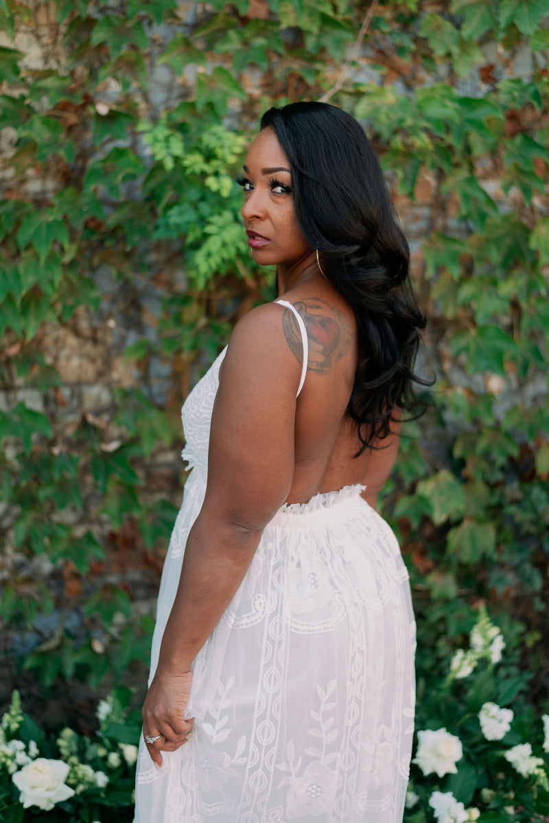 Payton - Lace Overlay Backless Maxi Dress The Little Bride Dress Company Payton - Lace Overlay Backless Maxi Dress The Little Bride Dress Company
