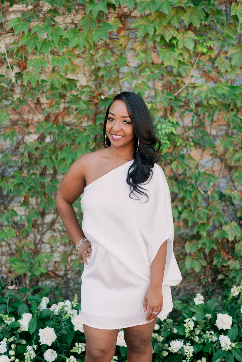 Kyle - One Shoulder Flowy Mini Dress The Little Bride Dress Company Kyle - One Shoulder Flowy Mini Dress The Little Bride Dress Company