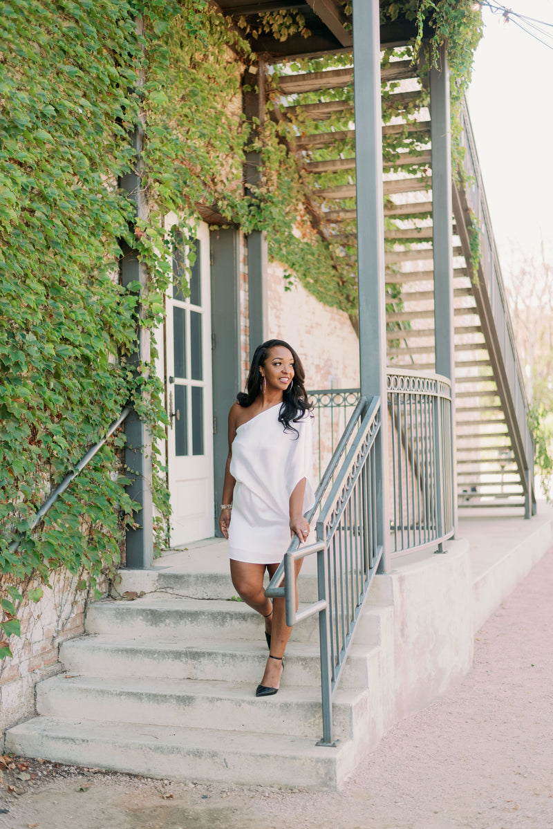 Kyle - One Shoulder Flowy Mini Dress The Little Bride Dress Company Kyle - One Shoulder Flowy Mini Dress The Little Bride Dress Company