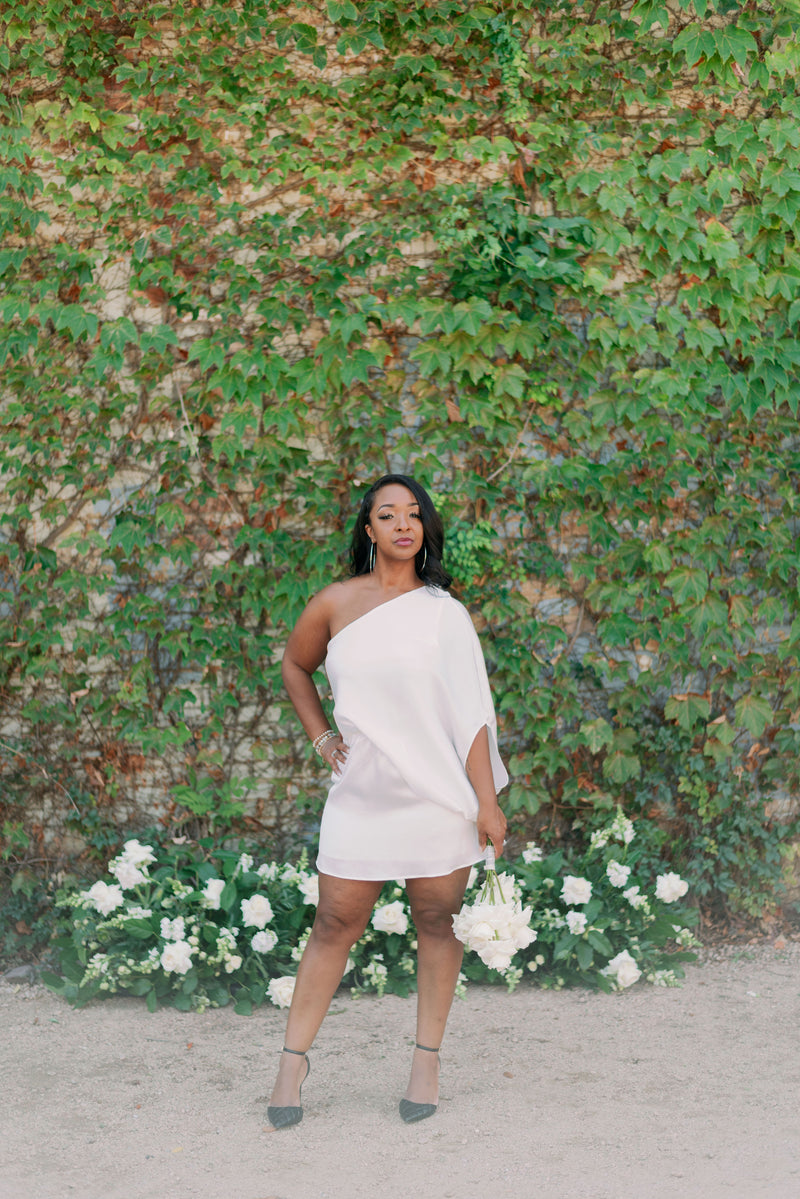 Kyle - One Shoulder Flowy Mini Dress The Little Bride Dress Company Kyle - One Shoulder Flowy Mini Dress The Little Bride Dress Company