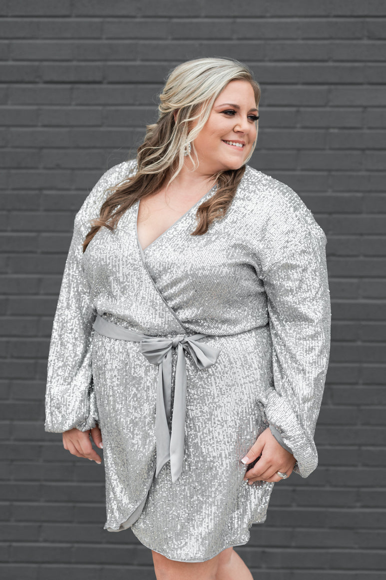 Brittany - Sequin Wrap Dress (Plus) – The Little Bride Dress Company