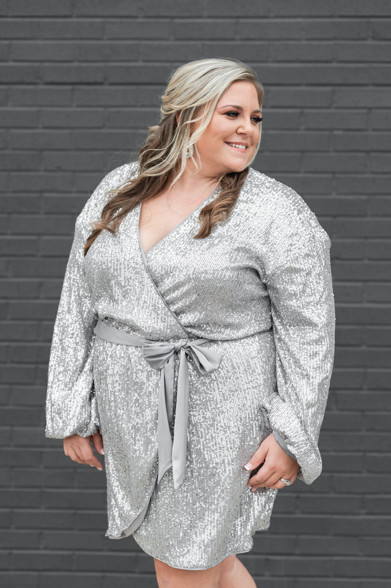 Brittany - Sequin Wrap Dress (Plus) Brittany - Sequin Wrap Dress (Plus)